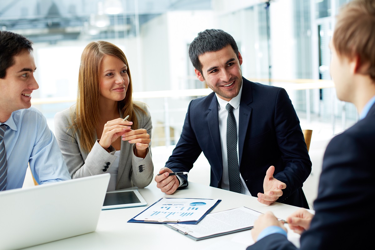 business people brainstorming with team members