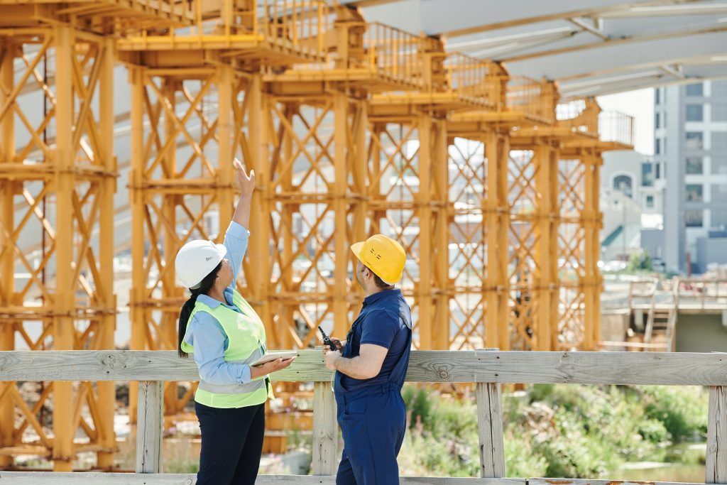 Construction workers wearing PPE